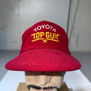 Toyota Top Gun Hat Mens OSFA Red Good Vintage Corduroy Strapback Cap